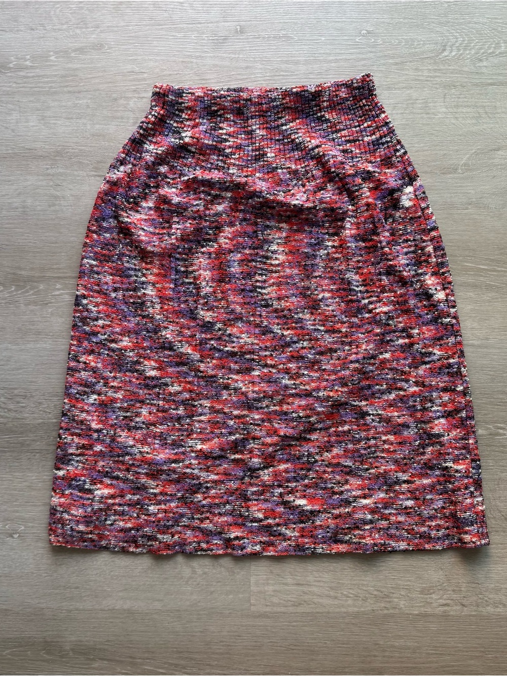 VTG 70s Goldworm Italy Space Dye Marled Knit MIDI A-line Skirt S/M Rn 22211